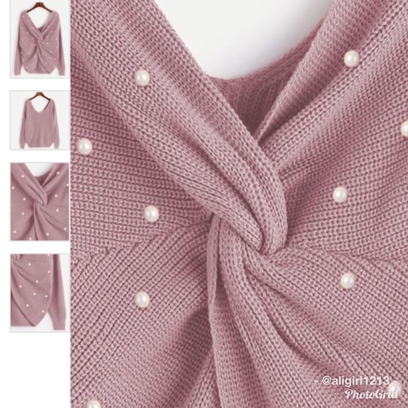 LAST 1 $$  - Pearl Beading Twist Infinity Sweater - Picture 6 of 8